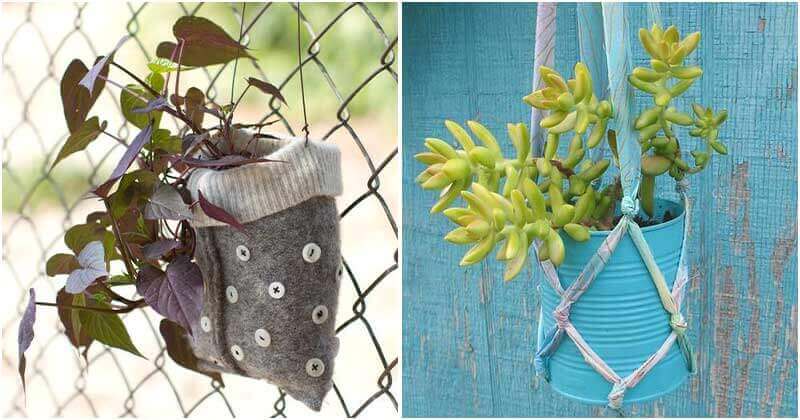20 Fancy Recycled Hanging Planter Projects To Make At The Weekend