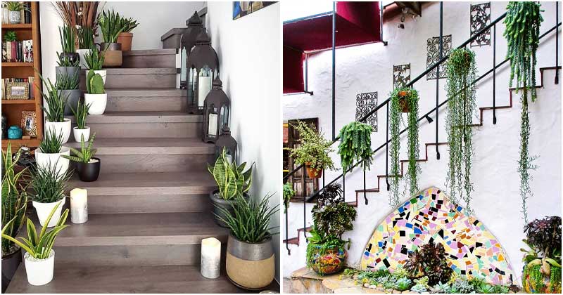 18 Inspiring Green Indoor Gardens On The Staircase