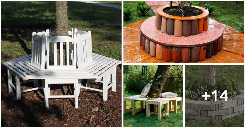 18 Awesome Garden Bench Ideas Around Trees