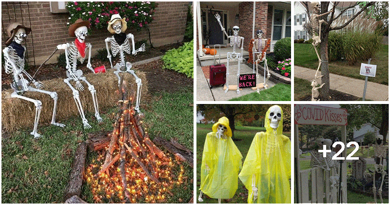 27 Funny Yard Halloween Skeleton Display Ideas
