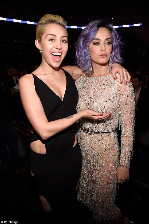 Miley Cyrus Playfully Fondles Fellow Pop Princess Katy Perrys Chest At